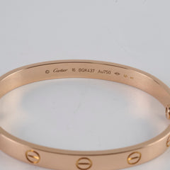 Cartier Love Bracelet Classic Model Pink Gold Size 16