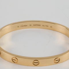 Cartier Love Bracelet Classic Model Yellow Gold Size 16