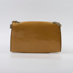 Gucci Horsebit Patent Shoulder Bag Beige