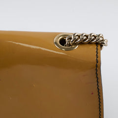 Gucci Horsebit Patent Shoulder Bag Beige