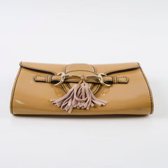 Gucci Horsebit Patent Shoulder Bag Beige