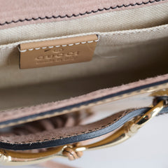 Gucci Horsebit Patent Shoulder Bag Beige