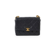 Chanel Caviar 22k Medium Coco First Flap Bag Black Microchip