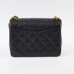 Chanel Caviar 22k Medium Coco First Flap Bag Black Microchip