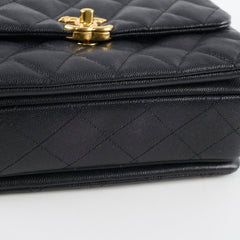 Chanel Caviar 22k Medium Coco First Flap Bag Black Microchip