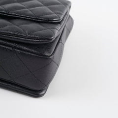 Chanel Caviar 22k Medium Coco First Flap Bag Black Microchip