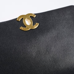 Chanel Caviar 22k Medium Coco First Flap Bag Black Microchip