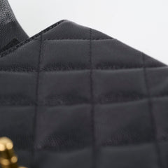 Chanel Caviar 22k Medium Coco First Flap Bag Black Microchip
