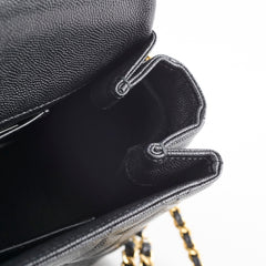 Chanel Caviar 22k Medium Coco First Flap Bag Black Microchip