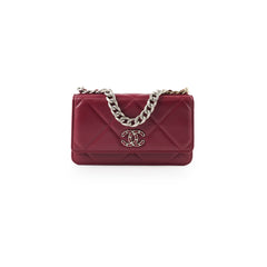 Chanel 19 Wallet On Chain WOC Calfskin Burgundy (Microchipped)
