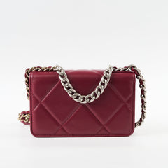 Chanel 19 Wallet On Chain WOC Calfskin Burgundy (Microchipped)