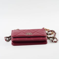 Chanel 19 Wallet On Chain WOC Calfskin Burgundy (Microchipped)