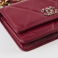 Chanel 19 Wallet On Chain WOC Calfskin Burgundy (Microchipped)