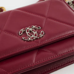 Chanel 19 Wallet On Chain WOC Calfskin Burgundy (Microchipped)