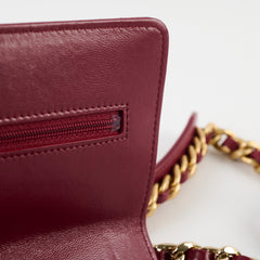 Chanel 19 Wallet On Chain WOC Calfskin Burgundy (Microchipped)