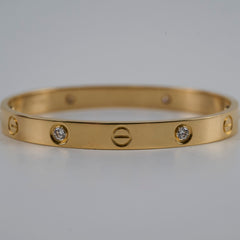 Cartier Love Bracelet with 4 Diamonds Classic Model Size 16