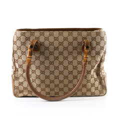 Gucci GG Supreme Tote Bag Bamboo Top Handle