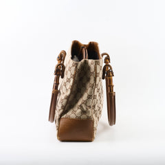Gucci GG Supreme Tote Bag Bamboo Top Handle