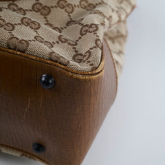 Gucci GG Supreme Tote Bag Bamboo Top Handle