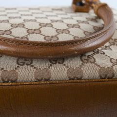Gucci GG Supreme Tote Bag Bamboo Top Handle