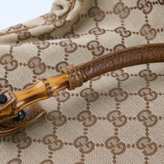 Gucci GG Supreme Tote Bag Bamboo Top Handle