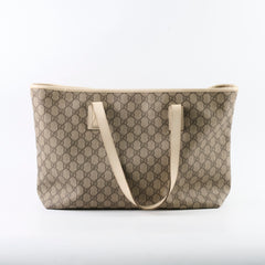 Gucci GG Supreme Tote Bag Brown/White