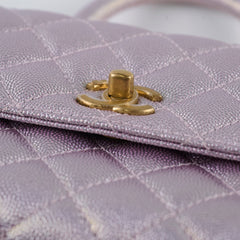 Chanel Coco Handle Small Caviar Iridescent Purple Microchipped