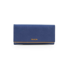 Prada Saffiano Long Wallet Blue