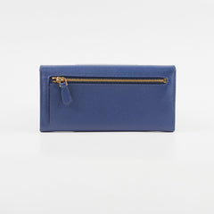 Prada Saffiano Long Wallet Blue