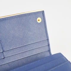 Prada Saffiano Long Wallet Blue