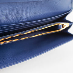 Prada Saffiano Long Wallet Blue