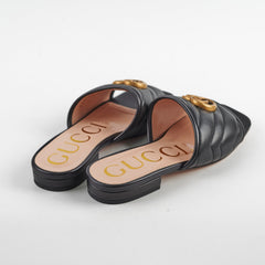 Gucci Marmont Black Leather Flats Size 34