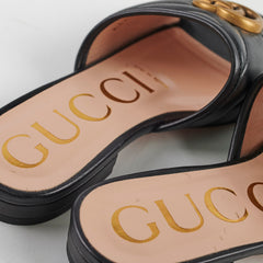 Gucci Marmont Black Leather Flats Size 34