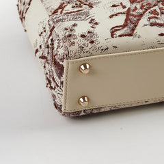 Christian Dior Mini Lady Dior Calfskin Limited Edition Embroidered Bag Ivory/Burgundy