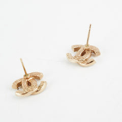 Chanel Mini CC Logo Rhinestone Gold Earrings Costume Jewellery