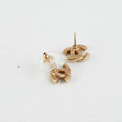 Chanel Mini CC Logo Rhinestone Gold Earrings Costume Jewellery