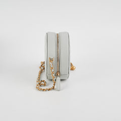 Chanel Round Pearl Crush Clutch With Chain Grey Lambskin