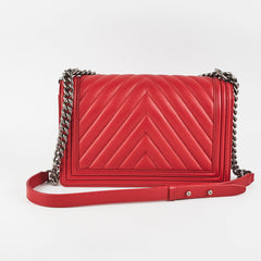 Chanel New Medium Boy Lambskin Red