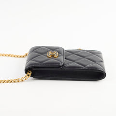 Chanel CC Flap Phone Holder Crossbody Bag Black 32 Series