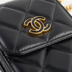 Chanel CC Flap Phone Holder Crossbody Bag Black 32 Series