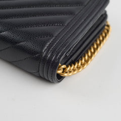 Chanel Boy Black Wallet on Chain microchip