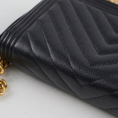 Chanel Boy Black Wallet on Chain microchip