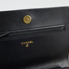 Chanel Boy Black Wallet on Chain microchip