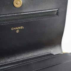 Chanel Boy Black Wallet on Chain microchip