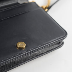 Chanel Boy Black Wallet on Chain microchip