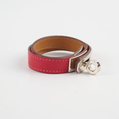 Hermes Leather Double Tour Bracelet XS Epsom Rouge Casque