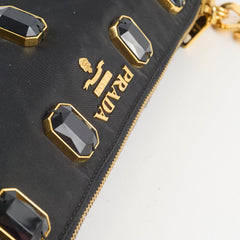 Prada Nylon Gem Shoulder Bag Black