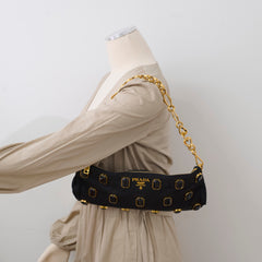 Prada Nylon Gem Shoulder Bag Black