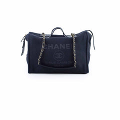 Chanel Zip Deauville Bag Navy Microchip