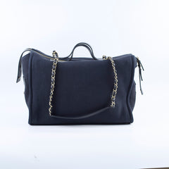 Chanel Zip Deauville Bag Navy Microchip